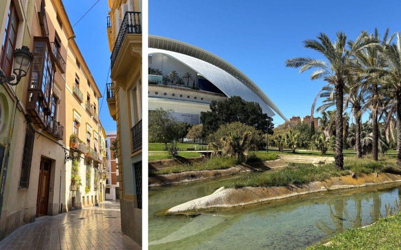 Twee foto's naast elkaar van Valencia, gemaakt door International business student Renske.